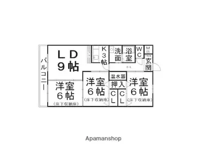 フェイマスKITAMI3番館(3LDK/3階)の間取り写真