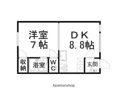 ハイツ錦町(1DK/1階)の間取り写真