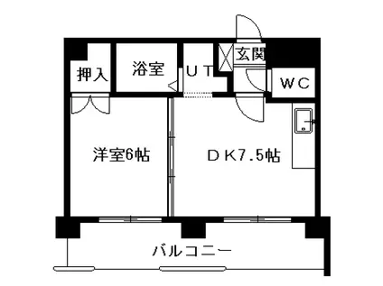 102松井ビル(1DK/10階)の間取り写真