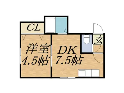システムコート南5条(1DK/2階)の間取り写真