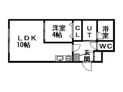 カピテーヌ円山(1LDK/1階)の間取り写真