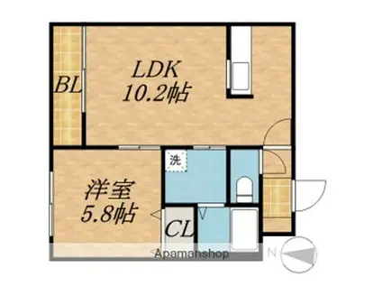 メープル豊平公園(1LDK/4階)の間取り写真