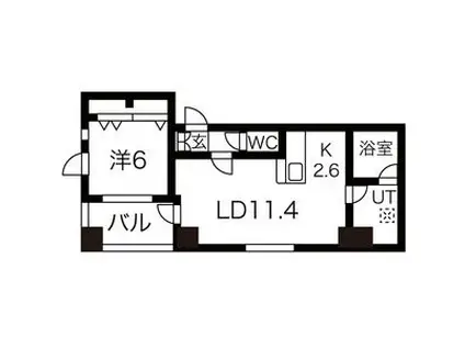 MODENA医大前(1LDK/3階)の間取り写真