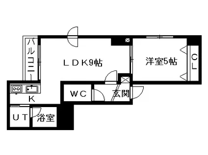 フェニックス円山(1LDK/2階)の間取り写真