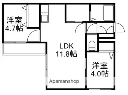 プロヴィデンス南郷(2LDK/2階)の間取り写真