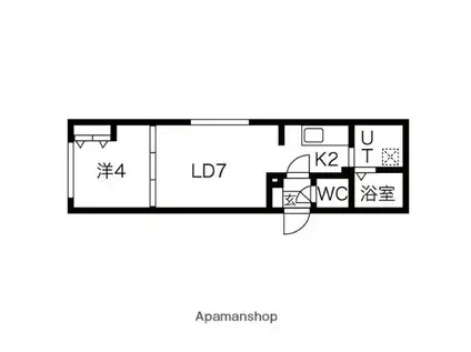 ラフィーネ旭山公園通(1LDK/4階)の間取り写真
