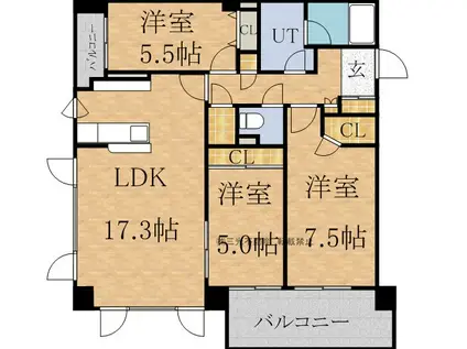 コンフォリア札幌植物園(3LDK/13階)の間取り写真