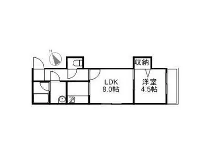 フォーレスト円山北(1DK/2階)の間取り写真
