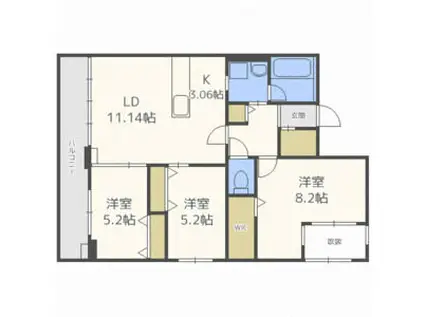 YAMAHANA CITY.STELLA(3LDK/4階)の間取り写真