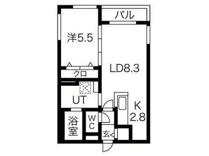 クラリス平岸Ⅱ(1LDK/2階)の間取り写真