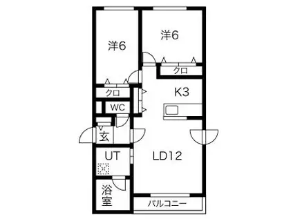 毘沙門天(2LDK/3階)の間取り写真