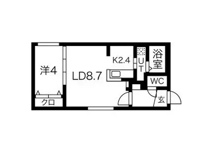 ALPHA南8条(1LDK/4階)の間取り写真