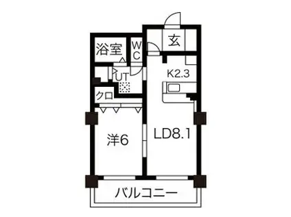 HGS山鼻(1LDK/7階)の間取り写真