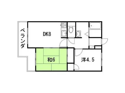 コーポ佐野富月寒東(2DK/3階)の間取り写真