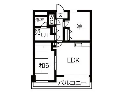 第1九条シャトー桂和(2LDK/5階)の間取り写真