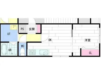 M・FORCE月寒東(1DK/1階)の間取り写真