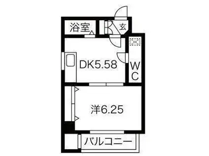 北旺館117(1DK/5階)の間取り写真