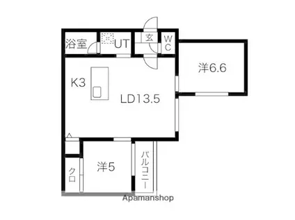 円山桜並木通ビル(2LDK/5階)の間取り写真