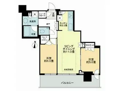 ライオンズタワー札幌(2LDK/17階)の間取り写真