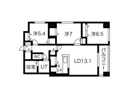 MODENA 近代美術館(3LDK/6階)の間取り写真