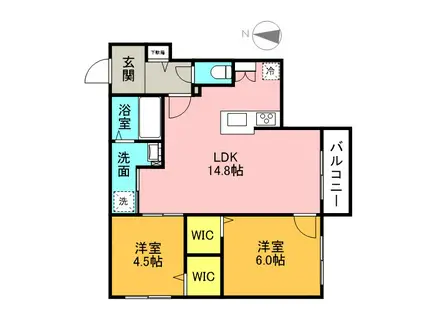ブランシャールALAIN幌平橋(2LDK/2階)の間取り写真