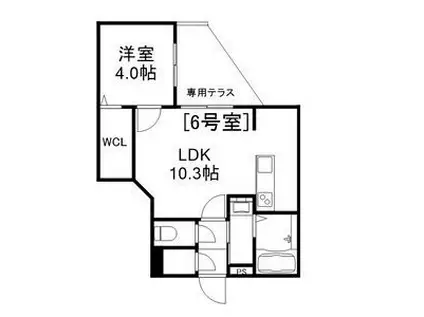 ALIVIS美園(1LDK/1階)の間取り写真