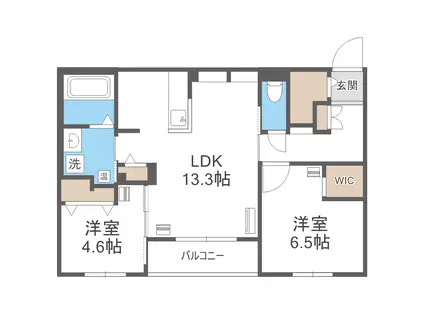 エフュート北円山(2LDK/3階)の間取り写真