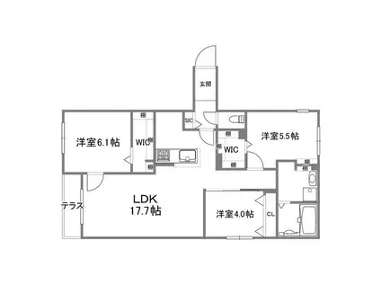 ブランシャール菊水HD(3LDK/1階)の間取り写真