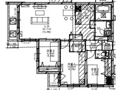 アルファスクエア円山北2条(3LDK/3階)の間取り写真