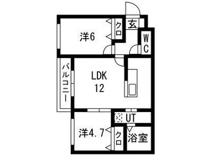 KKルミナス(2LDK/1階)の間取り写真