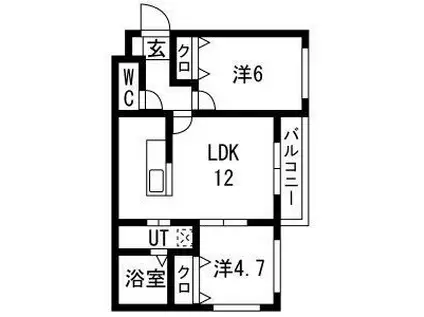 KKルミナス(2LDK/3階)の間取り写真
