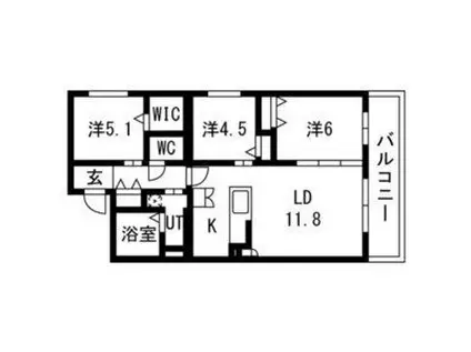 アルファスクエア南5条東(3LDK/2階)の間取り写真