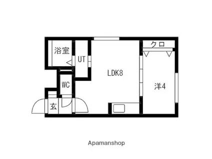 ラフィーネ発寒南(1LDK/4階)の間取り写真