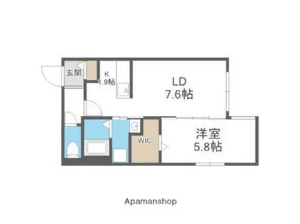 札幌市東豊線 美園駅 徒歩3分 4階建 築1年(1LDK/2階)の間取り写真