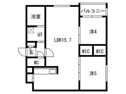 月寒西1-9MS(2LDK/3階)の間取り写真