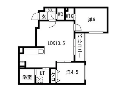 月寒西1-9MS(2LDK/3階)の間取り写真
