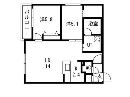 LA MAANA旭山公園通(2LDK/3階)の間取り写真