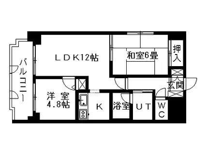 ドミ山鼻九条(2DK/11階)の間取り写真
