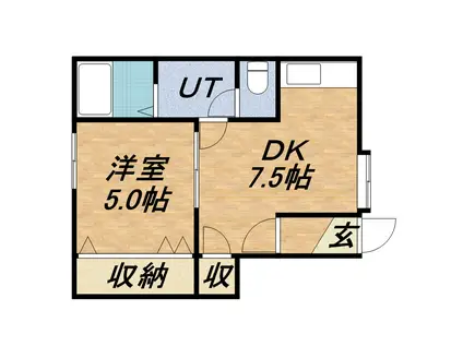 グランステージ伏見(1DK/1階)の間取り写真