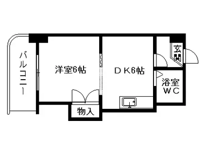 サウスフォーⅡ(1DK/3階)の間取り写真