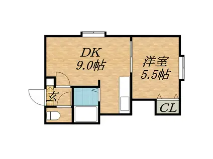 DOMECOURT(1LDK/2階)の間取り写真