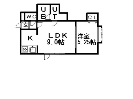 レジデンスエルシエーロ(1LDK/1階)の間取り写真