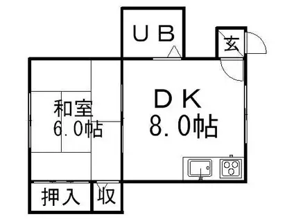 ジェーハイツ白石中央2(1LDK/2階)の間取り写真
