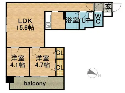 ビブレス月寒中央ステーション(2LDK/8階)の間取り写真