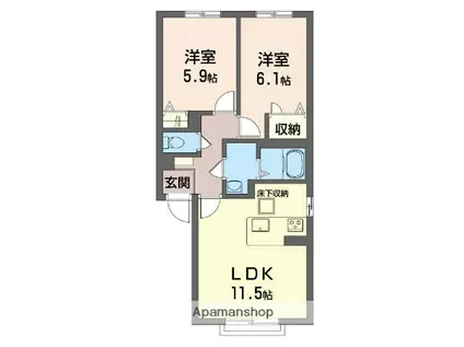 シャーメゾンメイプルⅡ(2LDK/1階)の間取り写真