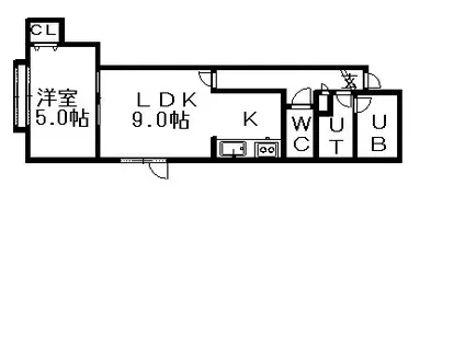 レジデンスエルシエーロ(1LDK/2階)の間取り写真