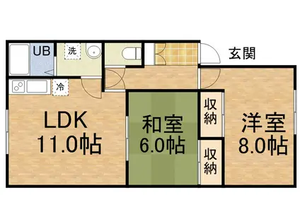 クリスタルパレス水晶宮(2LDK/2階)の間取り写真