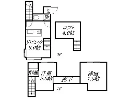 YTS41(2DK/2階)の間取り写真