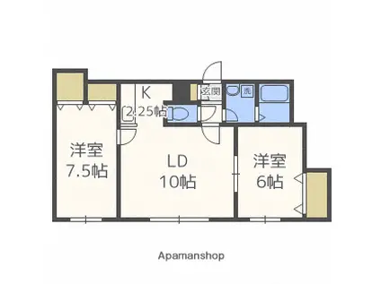 CONFORT(2LDK/2階)の間取り写真
