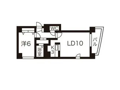 札幌市東豊線 月寒中央駅 徒歩6分 8階建 築23年(1LDK/6階)の間取り写真